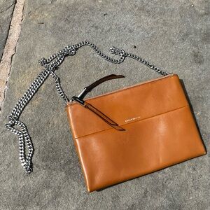 Coach ‘Mini Borough’ Chestnut Brown Leather Chainlink Crossbody Some Scratches